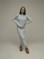Ensemble maille Louna – Jupe longue & pull assorti – Chic et confortable