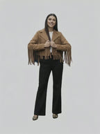 Veste Frangée Effet Suédine Femme – Made in Italy Style Bohème Chic