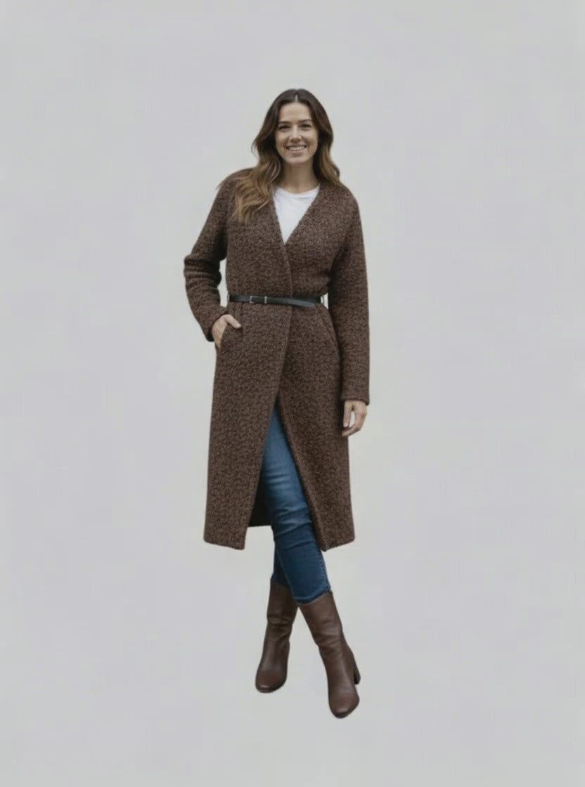 Manteau Long Laine Brossée Femme – Made in Italy (Coupe Chic & Oversize)