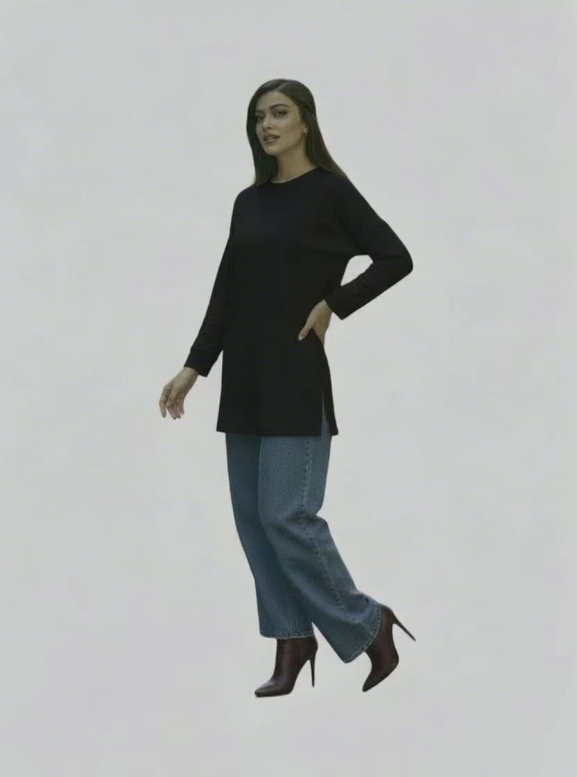 Tee-shirt Oversize Femme – Tissu Épais Effet Sweat (Coupe Fluide ALMA)