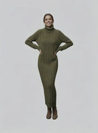 Robe Pull Longue Femme – Maille Torsadée & Col Roulé (Coupe Chic et Chaude)