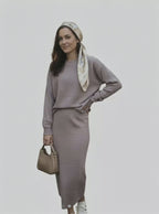 Ensemble Maille Chic Femme – Jupe Longue & Pull
