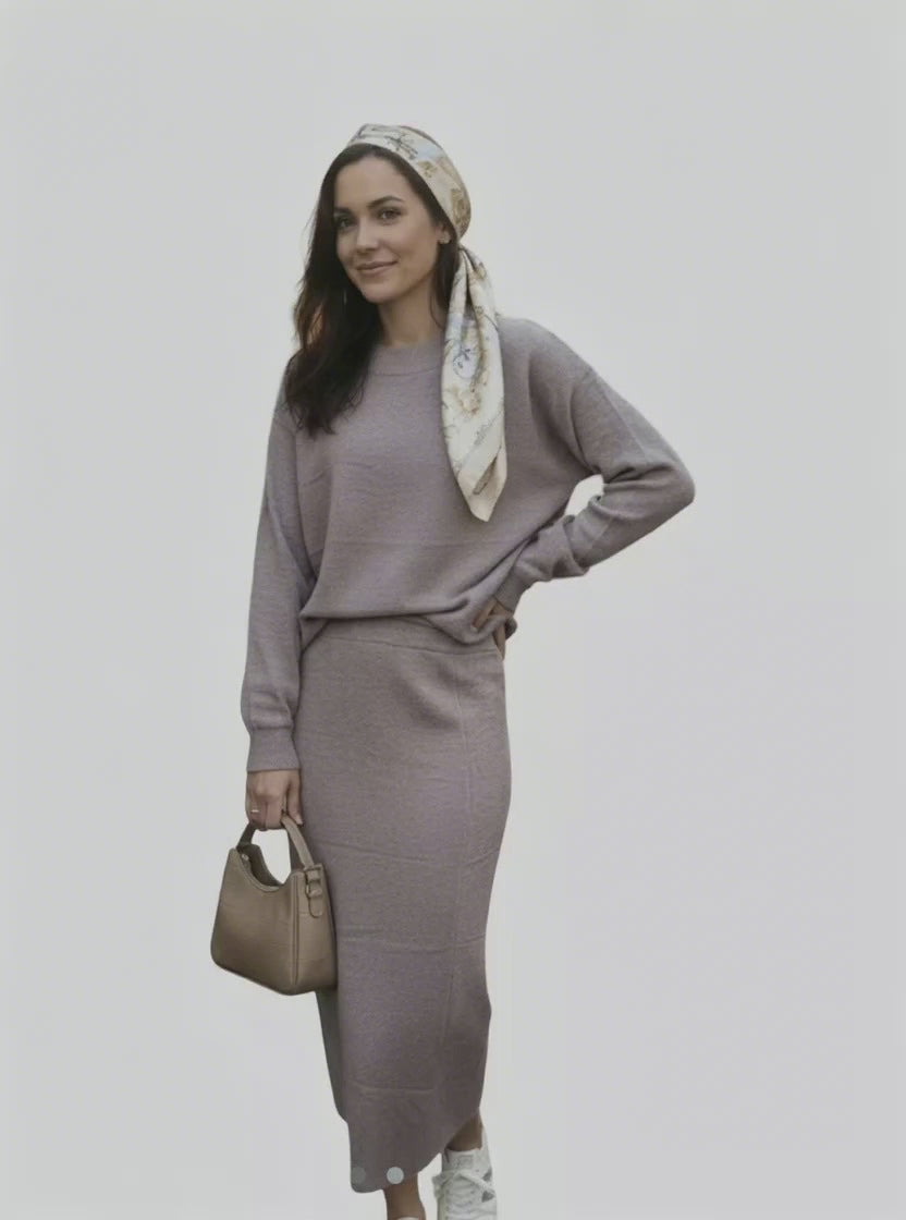 Ensemble Maille Chic Femme – Jupe Longue & Pull