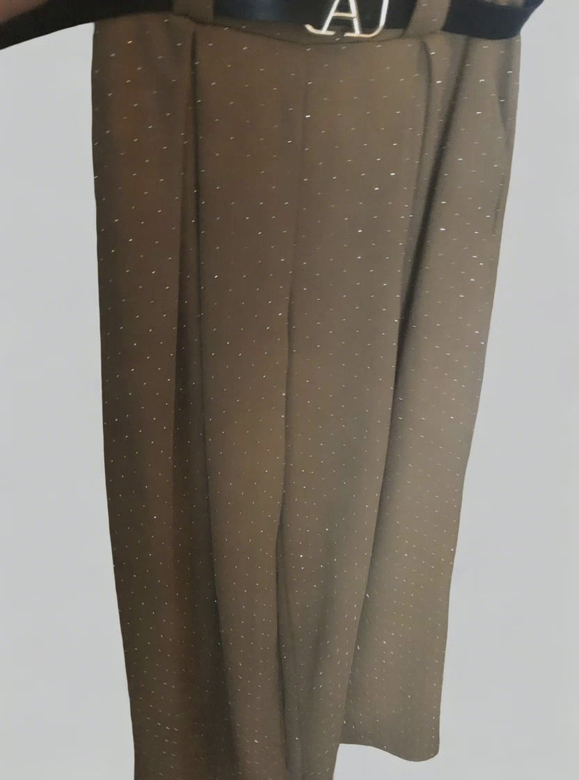 Pantalon ÉLYA Camel Full Strass – Taille Haute Fluide Chic du 34 au 44