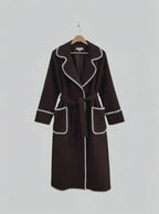 Manteau Long Laine Femme – Détails Contrastés Couture (Made in Italy)